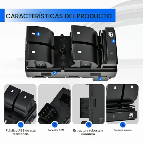 Vista 7 de Interruptor de elevalunas eléctrico conductor y 3 pasajeros Reemplazar 20945129 25877776