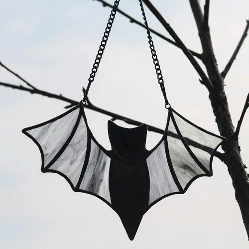 Vista 3 de Decoración de murciélago de Halloween para colgar ventanas de vidrieras – Adornos de murciélagos espeluznantes murciélagos para decoración
