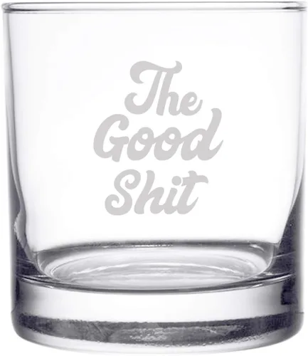 Vista 2 de The Good Sh!t Funny Whisky Bourbon Scotch Glass 11oz – Regalo de jubilación para hombres – Regalo de 40 años – Vidrio clásico de rocas antiguas