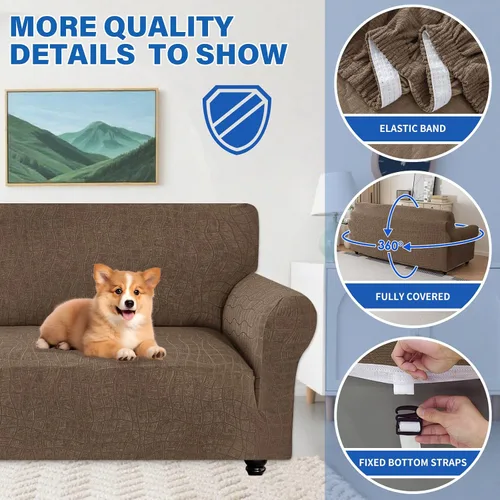Vista 4 de MAXIJIN Funda impermeable para sillón de sala de estar, 1 pieza elástica con brazos, protector de muebles lavable para perros y mascotas (S, café)