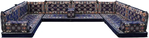 Vista 34 de arabicsofa Sofá en forma de U de estilo árabe para el suelo – Juego de Majlis hecho a mano – Sofá de estilo bohemio