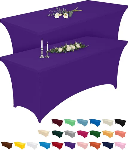 Vista 10 de Pureegg - Juego de 2 manteles de elastano ajustables de 1,2 m para mesas rectangulares, mantel elástico y sin arrugas para mesa de masajes, fiestas