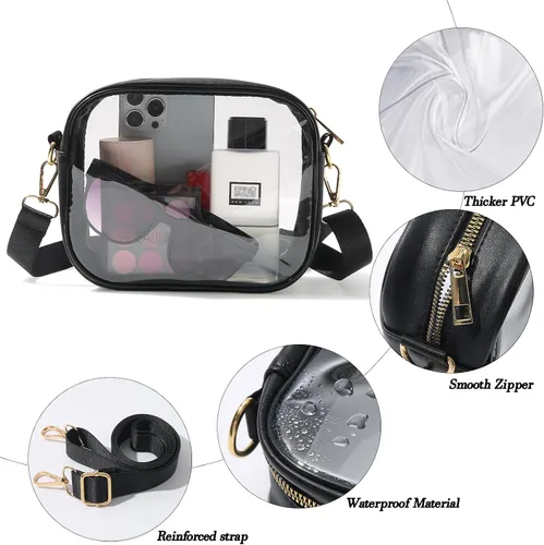 Vista 4 de TOBVZOO - Bolsa bandolera transparente aprobada para estadios, conciertos y eventos deportivos, unisex