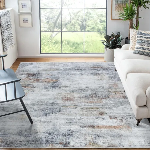 Vista 39 de Auemtyn Alfombra de área de 8 x 10 pies para sala de estar, alfombra lavable con parte trasera antideslizante, alfombra de pelo bajo para gris