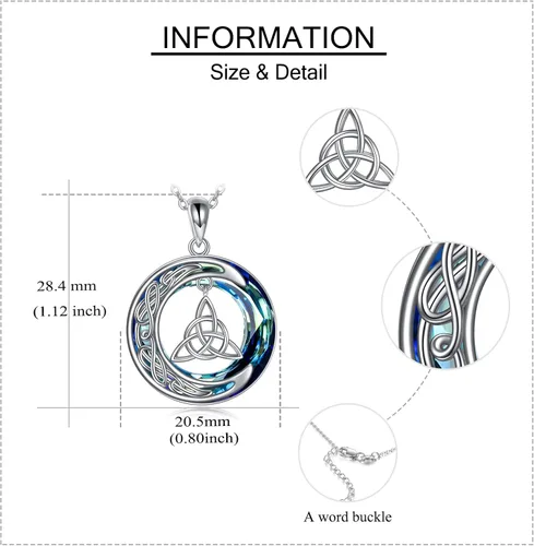 Vista 4 de YFN Plata de ley celta concha de abulón de TriskelePentagrama de pentáculoNudo TrinitarioBrujasEstrella de DavidCollar de brújula vikinga joyería