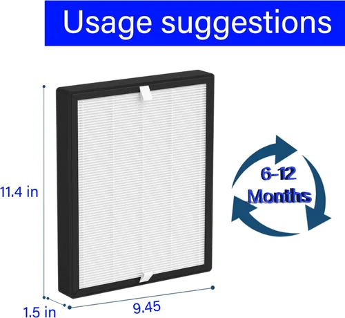 Vista 5 de Paquete de 2 filtros de repuesto BS-10 para purificador de aire PARTU BS-10, 3 en 1, H13 True HEPA con carbón activado de eficiencia y prefiltro