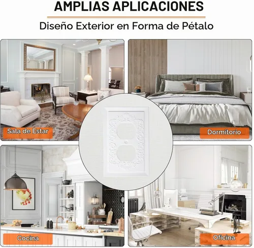 Vista 7 de Cubiertas Decorativas para Enchufes Placa de Pared, Diseño de Relieve de Pétalos Estilo Clásico, Cubierta Decorativa Moderna para Interruptor de Luz