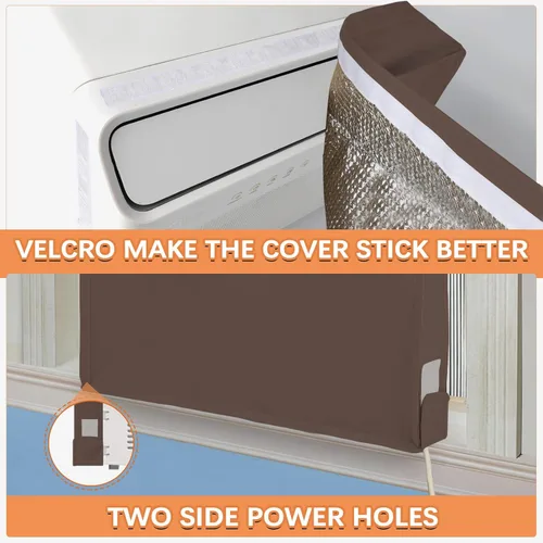 Vista 18 de Cubiertas de aire acondicionado de ventana para interior 17 pulgadas de ancho x 13 pulgadas de alto x 3.5 pulgadas de profundidad, beige