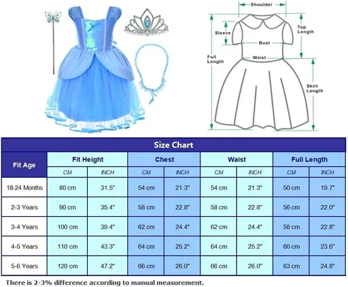 Vista 7 de Party Chili Princess Fairy Costume Toddler Girls Birthday Dress Up With Tiara