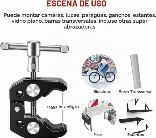 Vista 7 de Pinza de micrófono con cabeza de bola ajustable y tornillo de micrófono, compatible con micrófonos y accesorios de fotografía