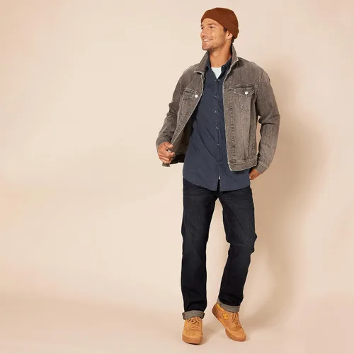 Vista 5 de Tienda Essentials Camisa de franela de manga larga con dos bolsillos para hombre