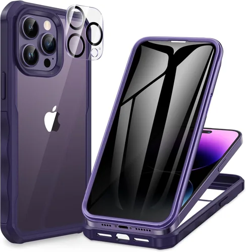 Vista 115 de CENHUFO Funda de privacidad para iPhone 11 Pro, funda de cuerpo completo con protector de pantalla de privacidad de vidrio templado 9H integrado