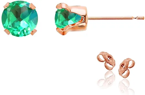 Vista 29 de Aretes de tuerca de plata de ley 925 chapados en oro de 14 quilates macizo, oro amarillo, blanco o rosa de 0.236 in Amatista