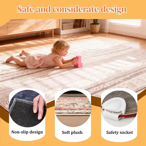 Vista 6 de Heated Rug, Electric Heated Carpet, Heater Floor Mat with Timer, Fast Warm Up, Radiant Floor Heater, for Home Office Study(E,80x120cm)