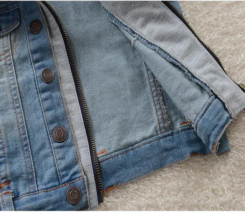 Vista 5 de Mallimoda - Abrigo de mezclilla con cremallera y capucha para niños y niñas