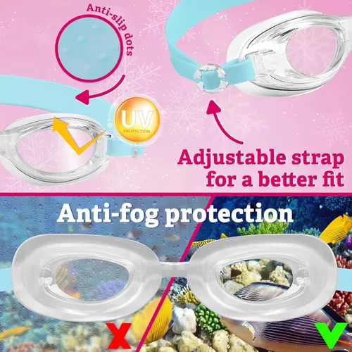 Vista 5 de Disney Children's Swim Goggles and Swim Cap Set Anti-Fog UV Protection