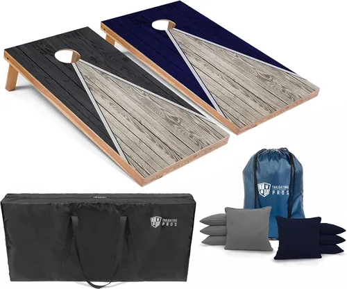Vista 26 de Tailgating Pros Juego de tablero de Cornhole ligero con diseño piramidal con bolsas de frijoles y estuche de transporte, juego de cornhole