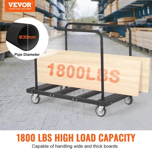 Vista 2 de VEVOR Carrito de mesa plegable, carrito de mesa resistente con ruedas giratorias de 5 pulgadas, carrito de plataforma de paneles de yeso de 1800