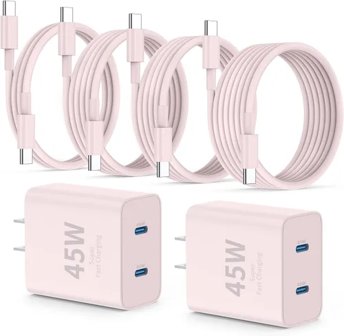 Vista 17 de QZIIW Cargador Samsung súper rápido tipo C, bloque de cargador rápido USB C de 45 W de doble puerto [paquete de 2] y cable USB C extralargo de 60 W