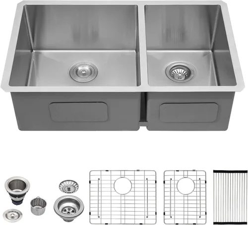 Vista 18 de Logmey Fregadero de cocina de doble tazón Acero inoxidable