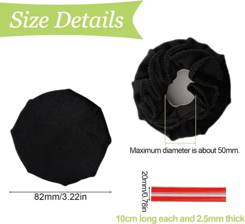 Vista 2 de Fundas para Manijas de Puerta, 2 Piezas Fundas Decorativas Redondas Negras para Perillas de Puerta, Guante Suave para Manija de Puerta