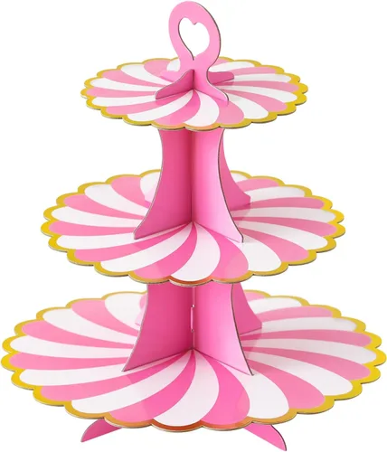 Vista 29 de Soleebee Soporte para Cupcakes de 3 Niveles, Torre de Cupcakes de Cartón, Torre de Soporte para Pasteles de Postre para Decoración de Cumpleaños