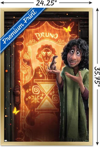 Vista 3 de Trends International Disney Encanto - Póster de pared de Bruno, 34 pulgadas de largo x 22.4 pulgadas, versión con marco dorado