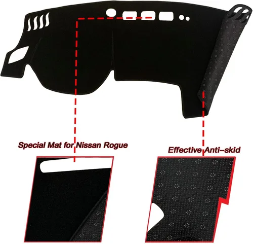 Vista 2 de Cubierta del tapete para salpicadero, consola central interior personalizada compatible con Nissan Rogue S SV SL SUV 2021 2022 accesorios de tablero