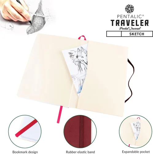 Vista 4 de Cuaderno de bocetos Travelers Dot Grid Pentalic Art, libre de ácidos