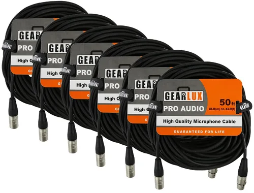 Vista 19 de Gearlux – Cable de micrófono XLR, completamente balanceado, macho a hembra, 25 pies - Paquete de 3