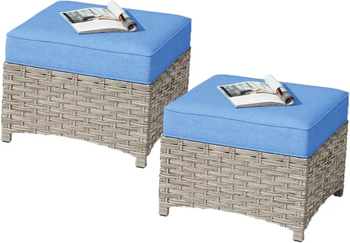 Vista 46 de HOOOWOOO Sofá de patio de 3 plazas de mimbre para exteriores, resistente a todo tipo de clima, con respaldo alto, muebles a juego (beige y bronceado)