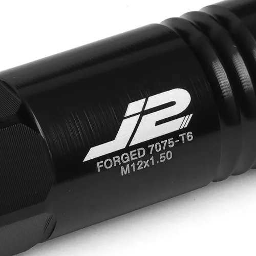 Vista 3 de J2 Engineering 7075 Aluminio Negro M12 x 1.5 20 piezas L: 2.362 in Tuerca de extremo abierto con adaptador de enchufe