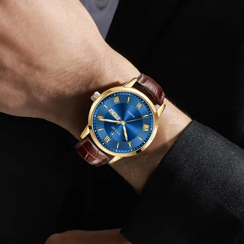 Vista 3 de Mens Watches Luxury Dress Waterproof Leather Watch with Date Day Analog Quartz Large Number Wrist Watch Casual Classic Luminous Scales Big Face Easy