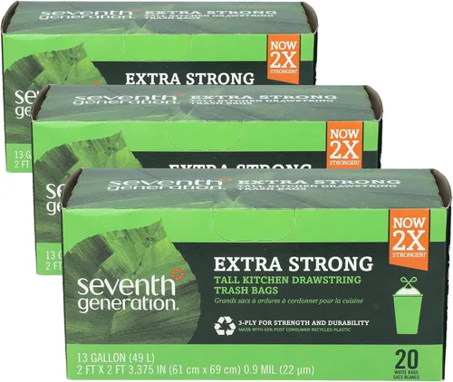 Vista 8 de Seventh Generation Bolsas de basura con cordón para cocina, 13 galones, 20 bolsas