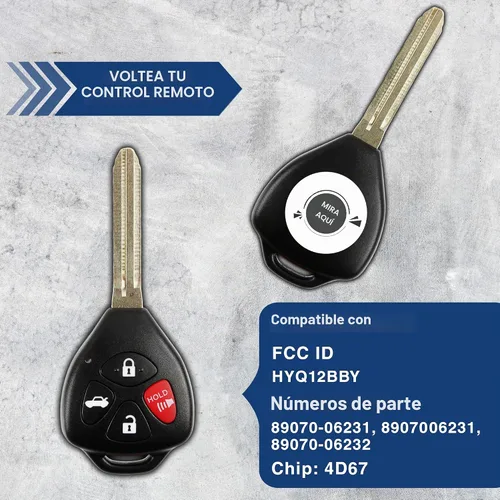 Vista 5 de Llave de repuesto para automóvil con mando a distancia, paquete de 2, de KeylessOption, Negro