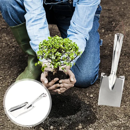 Vista 9 de Generic Pala de jardín de acero inoxidable - Mini paleta de mano para plantar trasplante y aflojar el suelo - Herramienta duradera de jardinería al