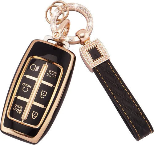 Vista 47 de EKALA Funda para llavero Volkswagen con llavero de cuero, 4 botones de TPU suave, compatible con Volkswagen Tiguan Atlas Passat Jetta Golf Alltrack
