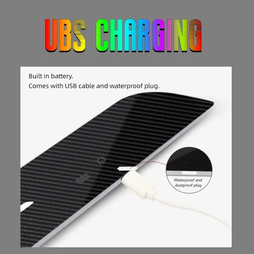 Vista 6 de Luces LED para umbral de puerta de auto, luces de bienvenida personalizables para puerta de auto, regalos de cumpleaños y día de Navidad para Negro