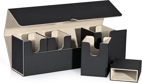 Vista 15 de UAONO Caja de cartas para MTG con pantalla Commander, funda de cartas 5 en 1 con capacidad para más de 800 tarjetas sin mangas, organizador