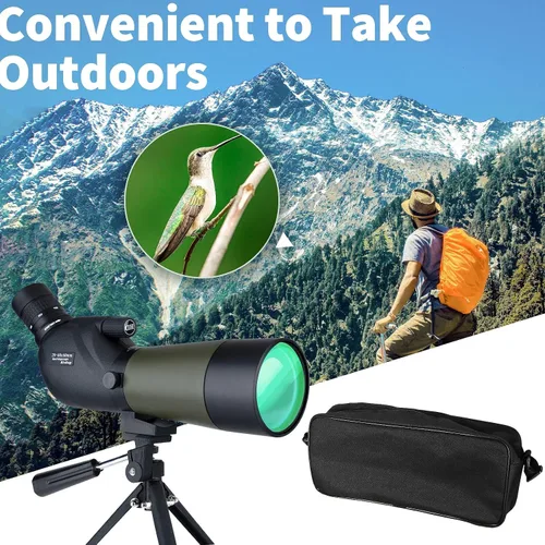 Vista 7 de Gosky Alcance de observación 20-60x60 HD con trípode, bolsa de transporte y adaptador de teléfono para el alcance - Alcance angular de 45 grados