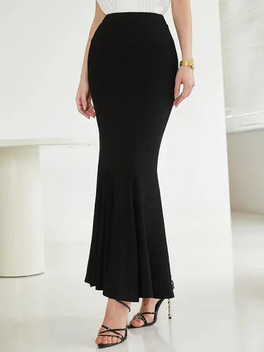 Vista 4 de Verdusa Falda larga elegante de cintura alta con dobladillo con volantes para mujer