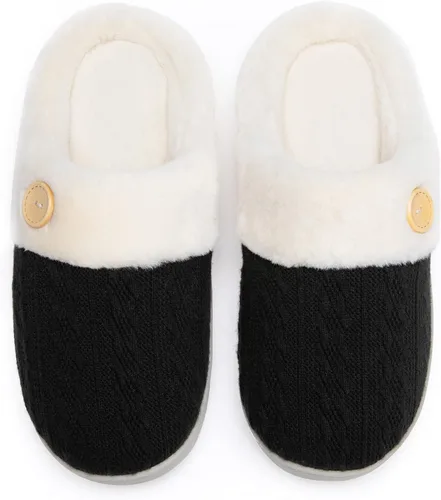 Vista 5 de Chantomoo Pantuflas para Mujer Cálidas y Cómodas con Espuma Viscoelástica Pantuflas de Casa Zapatos de Punto con Forro de Piel Sintética Suela