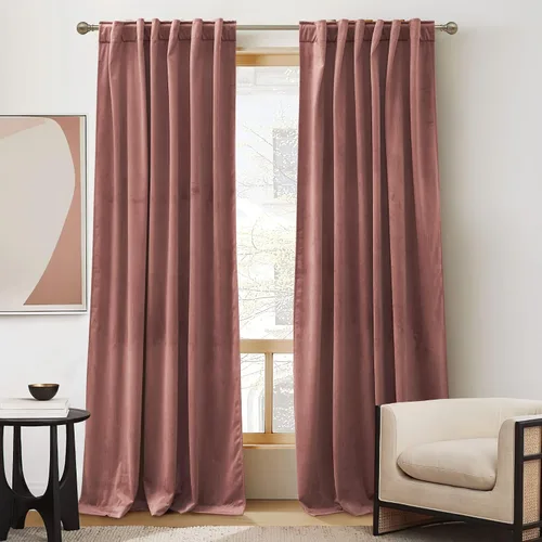 Vista 49 de RYB HOME Cortinas 100% opacas de terciopelo blanco para dormitorio, pestaña trasera y bolsillo para barra, aislamiento térmico, cortinas
