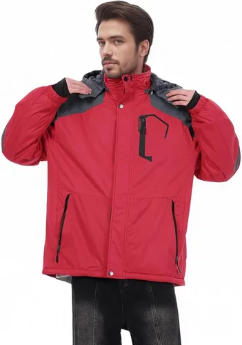 Vista 14 de Chaqueta de Esquí de Invierno Impermeable para Hombre con Capucha Desmontable, (S-4XL), Abrigo de Nieve Cálido a Prueba de Viento para Esquí y Negro