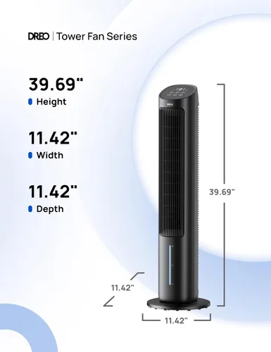 Vista 8 de DREO Ventilador de torre para dormitorio, enfriador de aire evaporativo de 40 pulgadas, ventiladores de refrigeración que soplan aire frío con Negro