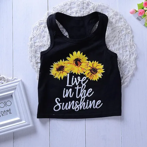 Vista 4 de Bbay - Conjunto de ropa de verano para niñas de 2 a 7 años de edad, chaleco a rayas con volantes, camiseta y pantalones cortos