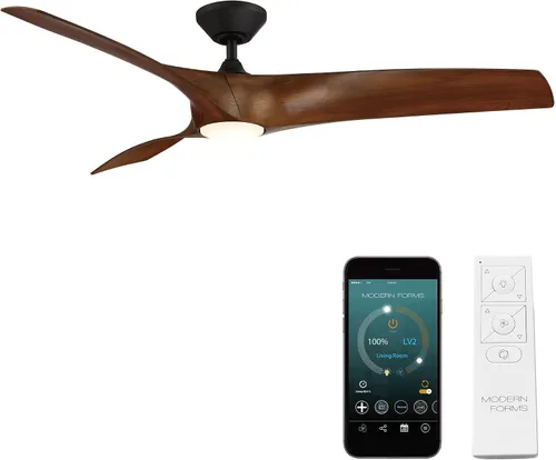 Vista 30 de Zephyr - Ventilador de techo inteligente de 3 aspas para interior y exterior, 52 pulgadas, madera grafito desgastada con kit de luz LED ajustable