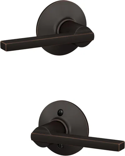 Vista 11 de Schlage F51A LAT 716 Latitude - Manija de puerta con bloqueo de entrada con llave, en acabado de bronce envejecido
