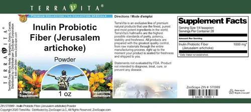 Vista 3 de Polvo de fibra probiótica de inulina (alcachofa de Jerusalén) (1 oz, ZIN: 570989)