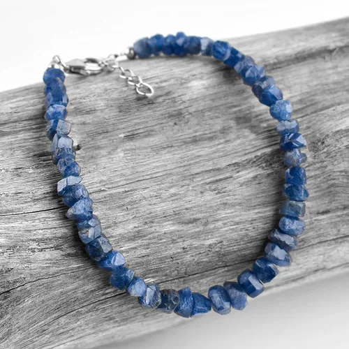 Vista 4 de Pulseras delicadas de piedras preciosas naturales crudas para mujer, cristales de piedra natal y piedras curativas, chapado en rodio de plata de ley
